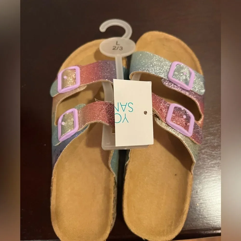Kids' Purple, Blue & Pink Glitter Ombre Double-Strap Sandal